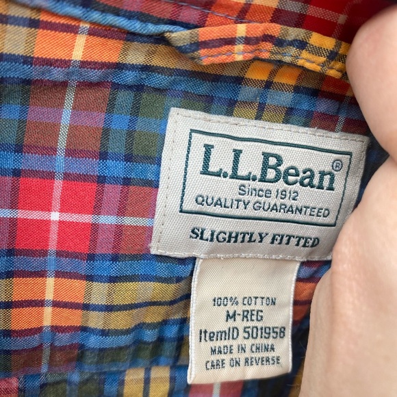 L.L Bean Plaid Button Down Short and Long Sleeve Shirts Mens Size Medium LOT - Picture 12 of 16